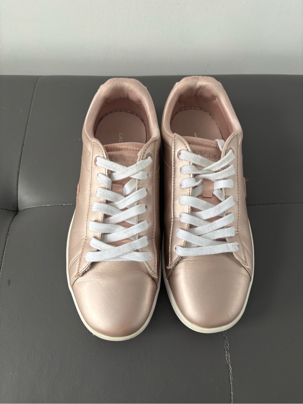Lacoste Metallic Rose Gold Sneakers with White Laces - Picture 2 of 5
